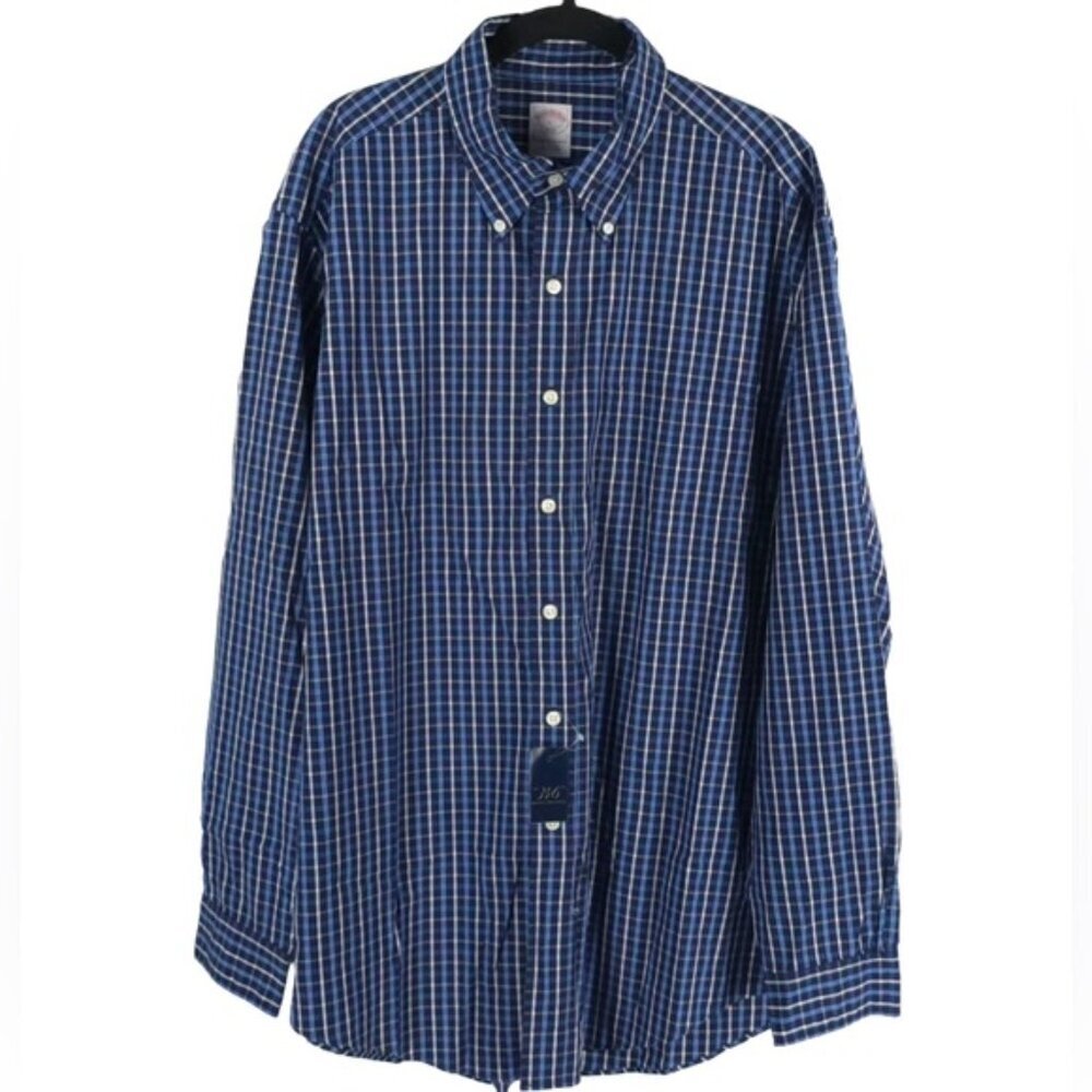 NWT BROOKS BROTHERS Plaid Button Down Long‎ Sleeve Shirt Size LARGE